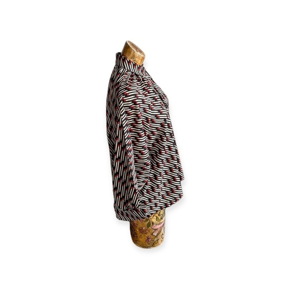 Porridge Anthropologie top blouse black red small vintage retro - Picture 3 of 9